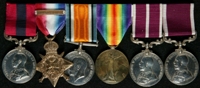 Joseph Lemon : (L to R) Distinguished Conduct Medal; 1914 Star with clasp '5th Aug.-22nd Nov. 1914'; British War Medal; Allied Victory Medal; Meritorious Service Medal; Long Service and Good Conduct Medal